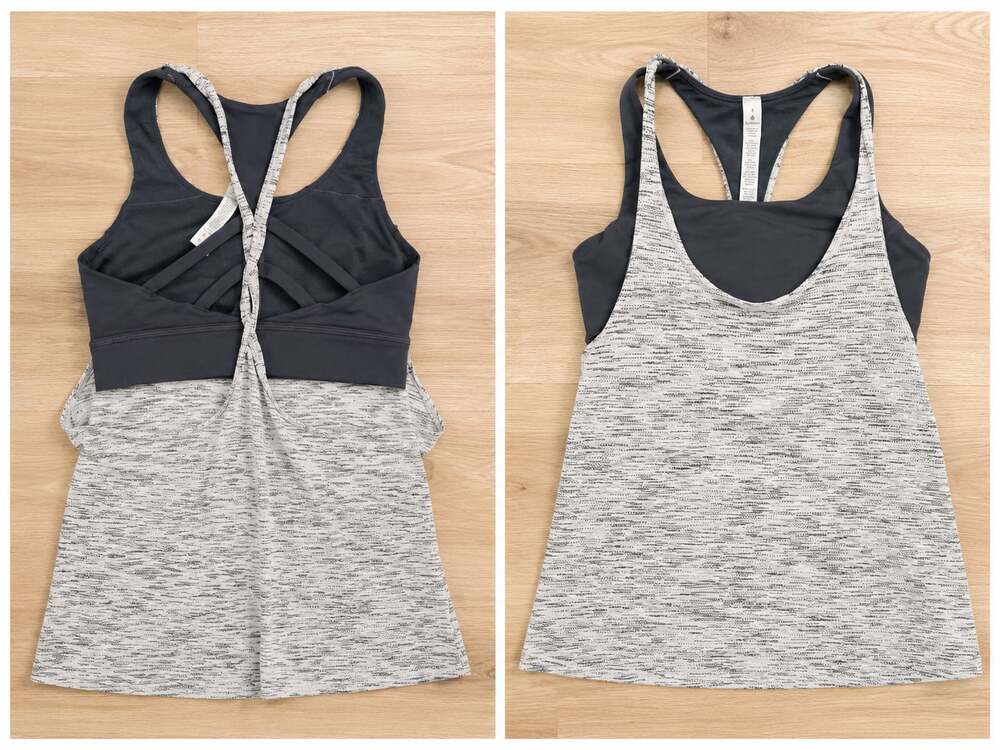 New! Lululemon gray Twist & Toil 2-in-1 Tank Top with Built-in Bra Size 4
